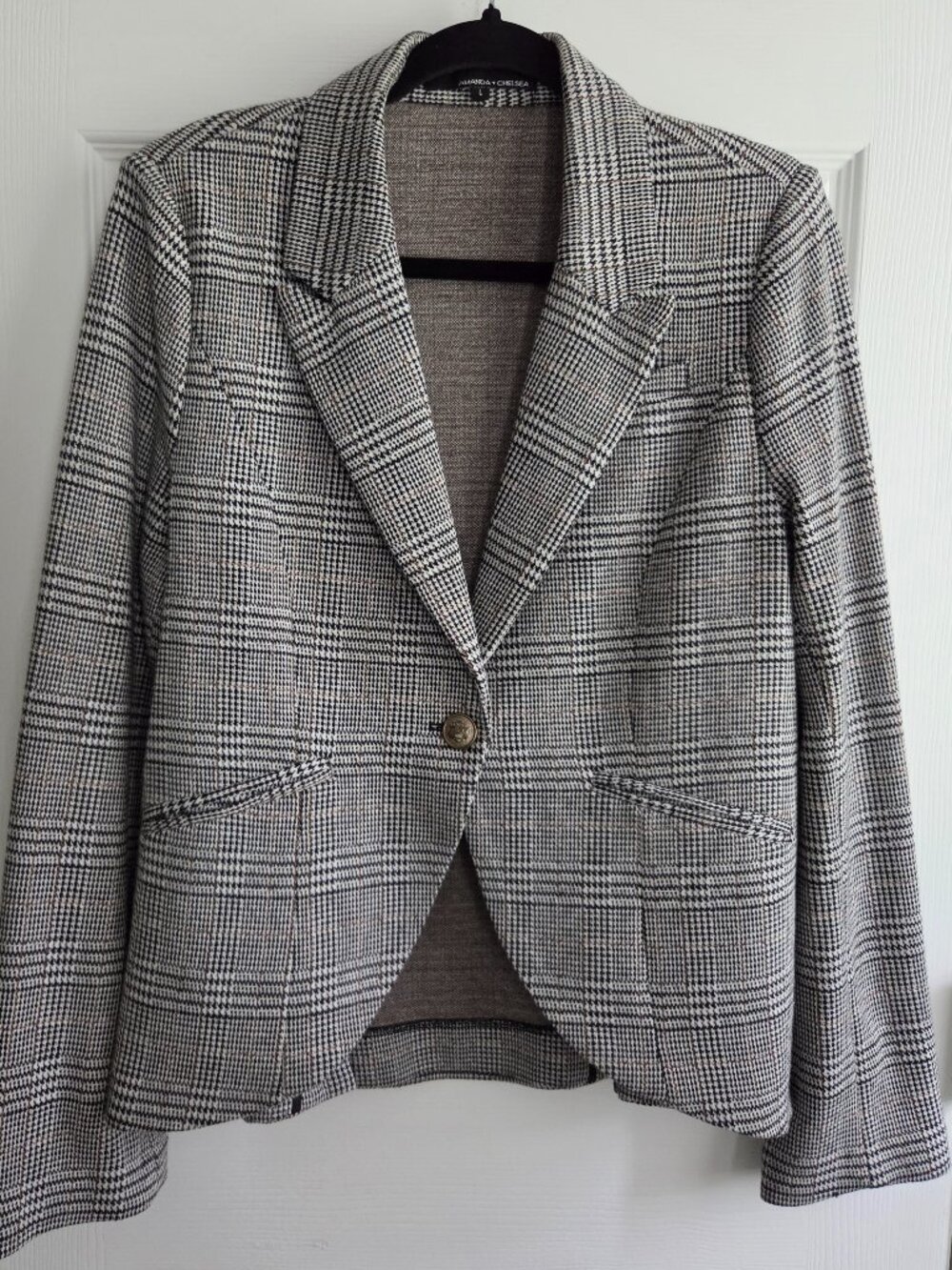 Amanda & Chelsea Burberry plaid stretch knit blazer jacket - EUC - size L WHBM